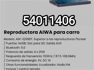 !!!Reproductora AIWA para carro Modelo: AW-3298BT. Superior a las reproductoras Pioneer!!! - Img main-image
