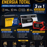 Combo energía total2️⃣ 💡 Inversor Onda pura 🔌4000W⚡️12V DC A 110V AC Batería LiFePO4🔋 12.8V 100AhCargador Inteligente - Img 56533242