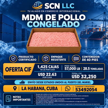 Pollo, MDM, aceite, maltas y jugos proveedor directo hasta Puerto Mariel contáctenos al 53492054 estamos en la Habana - 5/6