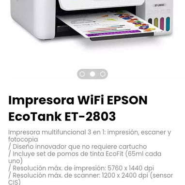 Impresora WiFi EPSON EcoTank ET-280. Impresión, escaner y fotocopia - Img 121783655