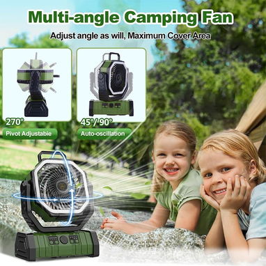 Ventilador Recargable F6 20000 mAh Con Linterna LED. Oscilación Automática con Control Remoto 🔶 Colores 🧡💚🖤 ($55) - 6/7