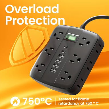Regleta Eléctrica 18 en 1 con Puertos USB y Tipo-C – 5 Pies - 4/6