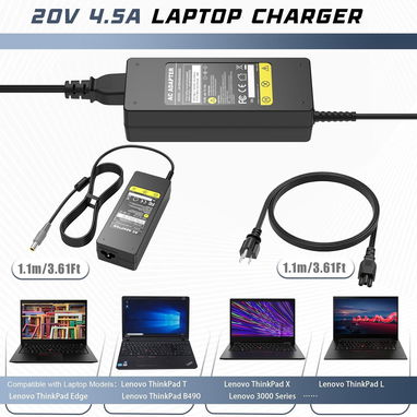 Cargador de corriente con adaptador de CA de 90 W, 20 V, 4.5 A, para Lenovo ThinkPad E40, E50, L410, L412,L420 53274327 - Img 122581952