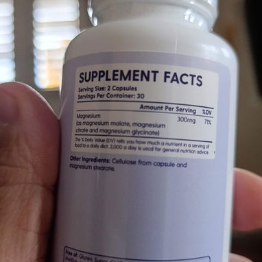 Complejo de magnesio ( malato de magnesio, citrato de magnesio y glicinato de magnesio) 300 mg - 2/2