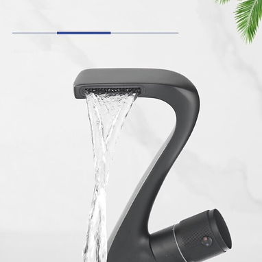 LLAVE MESCLADORA ESTILO CASCADA NEGRO MATE - Img 123561438