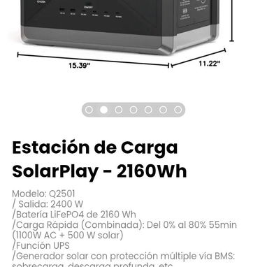 Estación de Carga SolarPlay - 2160Wh. Batería LiFePO4 de 2160 Wh - 3/5