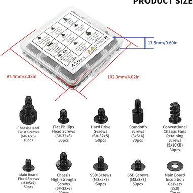 420 tornillos para computadora, kit de separadores y tornillos para placa base, tornillos para computadora portátil, tor - Img 122610383