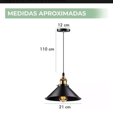 Lamparas Set de 3 lámparas de techo colgante vintage industrial alta calidad para cocina ,desayunador ect 54321470 - Img 110140124