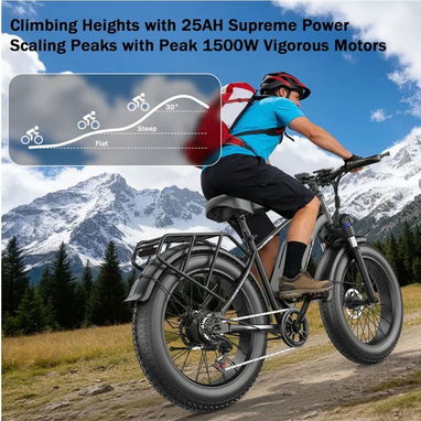 Bicicleta Eléctrica G29 1000W 2500W Peak 48V 25Ah 26 Fat Tire Negro 🔶 - 3/6