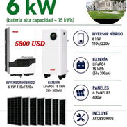 *Kit solar 6 kw MUST* - Inversor híbrido MUST 6Kw -110-220v (48vol) - Batería INTELIGENTE con respaldo de 15.3 kw 5800u - Img 55758092