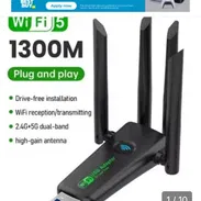 Tarjeta adaptador Receptor red Wifi para PC USB 3.0 , doble banda 1200 Mbps, 4 antenas largas. - Img 53743467