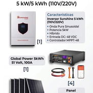 Kit solar: INVERSOR HÍBRIDO (5kw)+BATERÍA DE LITIO (5kw)+4 PANELES SOLARES BIFACIALES de 620w - Img 57344468