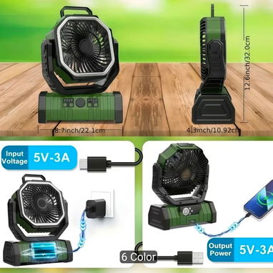 Ventilador recargable F6 potente para apagones - 3/4