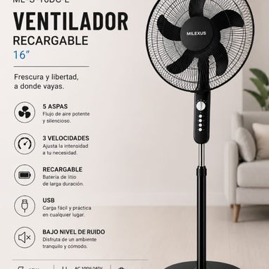 Ventilador recargable Milexus - Img 126425497