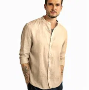 Juego de lino beige para hombre , conjunto beige de lino , camisa beige , pantalon beige, ropa de lino - Img 49747997