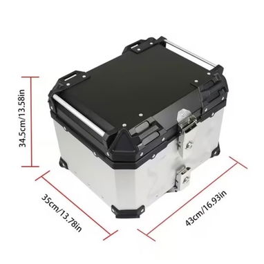 Baúl Trasero Para Motocicleta 45L De Aluminio Impermeable Para Equipaje Silver / Black 🔶 $135 - 3/5