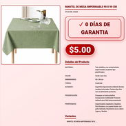 MANTEL DE MESA IMPERMABLE 90 X 90 CM . - Img 57882004