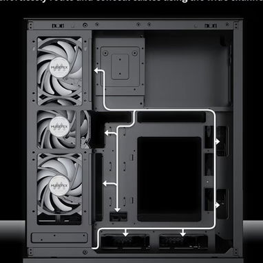 MUSETEX Funda de PC, diseño de montaje vertical de GPU, ventiladores ARGB 5 PWM preinstalados, soporte RAD de 14.173 in, - Img 122549737