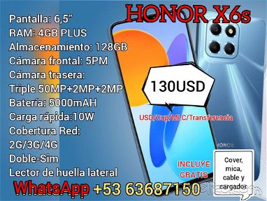 Móviles HONOR X6s, VEDADO. NUEVO EN SU CAJA. 0KM. Celulares - Img main-image