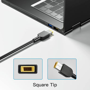 Cargador de punta amarilla cuadrada de 135 W para Lenovo ThinkPad X1 Extreme 20MF 20MF 20MG Cable adaptador de fuente - 2/4