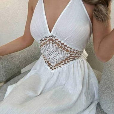 Vestido blanco largo con bordado talla M - 2/3