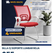 🪑 Silla con soporte lumbar roja | Confort y mensajería gratis 🚚 - Img 58219607