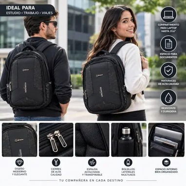 *MOCHILA M-15* Mochila amplia y acolchada, ideal para trabajo, universidad y uso diario. 25 USD - 2/2