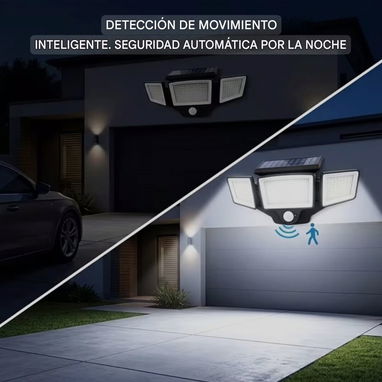 Lámpara Solar Exterior Con Sensor De Movimiento 3 Cabezales Ajustables IP65 Para Seguridad - 8/8