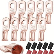 Terminales de cobre para baterías calibre AWG 3/8” para cables 4 y 2 con termo retráctil rojo y negro - Img 57044678
