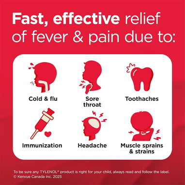TYLENOL  Comprimidos Masticables Sin Colorantes para Niños(2 a 11 años), Fiebre y Dolor, 20 tabletas sabor frutos rojos - 3/3