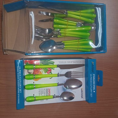 JUEGO DE CUBIERTOS MARWA DE 24 PIEZAS, ENTREGA DE FACTURA, VARIEDAD DE ÚTILES DEL HOGAR, ETC - Img 121984558