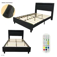Cama Negra con Luces LED + Tomas Integrados - Img 57970026