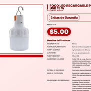 FOCO LED RECARGABLE POR USB 15 W . - Img 57563606