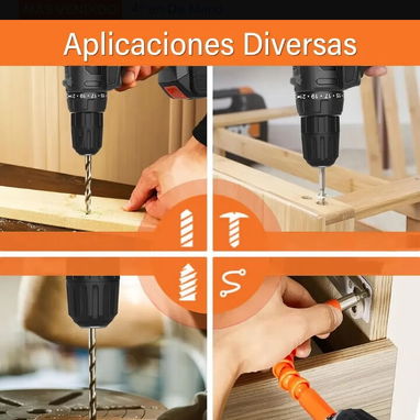 Taladro destornillador inalámbrico, dos batería, dos velocidades, es percutor, destornillador. Nuevo en su caja - Img 123028849