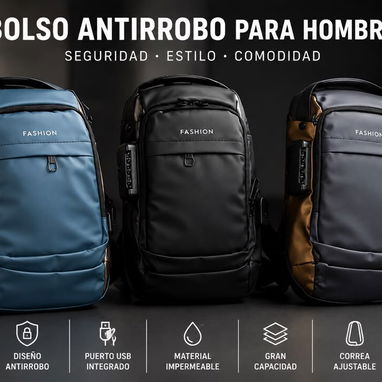 Bolso antirobo impermeable de hombre 3 combinaciones de colores disponibles - 4/4