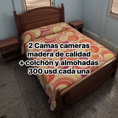 Vendo dos camas de madera de buena calidad (Cameras) + colchón y almohadas 300 usd cada una - Img 122779001