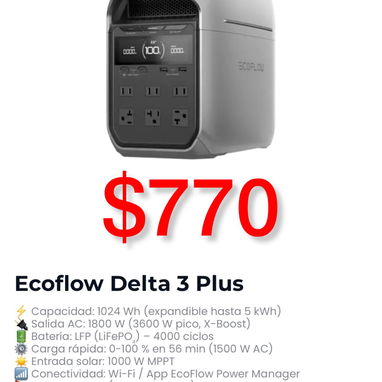 🔥¡REBAJAS DE PRECIOS! ESTACIONES DE ENERGÍA+ECOFLOW+ PANELES SOLARES + INVERSORES + BATERÍAS + PLANTAS ELÉCTRICAS Y MÁS - 10/15
