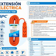 🔌 EXTENSIÓN ELÉCTRICA NARANJA 15M S.P.C 💲Precio: 15 USD 🔹 Marca: S.P.C 🔹 Modelo: 776 🔹 Longitud del cable: 15 met - Img 57007667