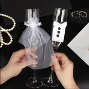 Juego de dos cubiertas vasos de champán para decoración de bodas 500 cup - Img 53466793