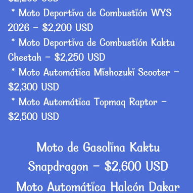 Patinetas y Moticos Eléctricas, Bicimotos y Motos Eléctricas, Motos de Gasolina (Automáticas y Deportivas) y Triciclos - 9/10