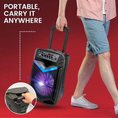 Pyle Altavoz PA Bluetooth Port谩til 600W - Subwoofer 10", Micr贸fono, Grabaci贸n, Luces LED, USB/SD/FM. Bocina 馃寪 - Img 127559214
