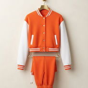 Conjunto deportivo para mujer de chaqueta universitaria y mono naranja [Talla S] 25usd - Img 56121070
