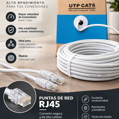 Venta por metros Cable de Red Cat6 y Conectores RJ45 somos de La Coronela frente a Juankis Pan - 3/4