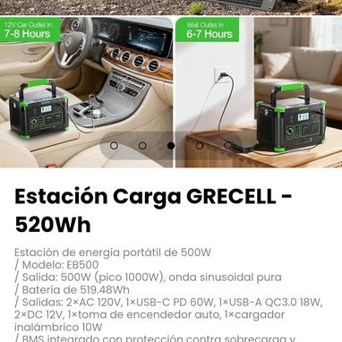 Estación Carga GRECELL - 520Wh. Batería de 519.48Wh - 3/5