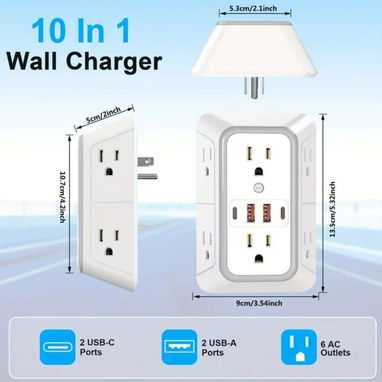 Extensor de Pared 10-en-1 ¡No más falta de tomas! - 3/3