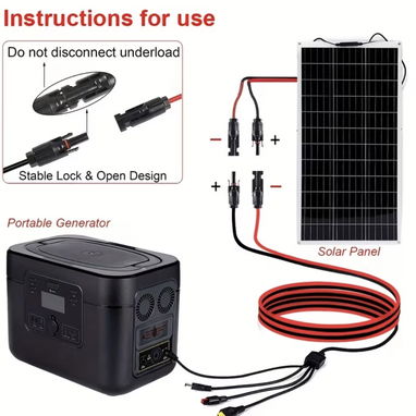 Cable Adaptador Solar 4 en 1 12 AWG 1m | XT60, DC5521, DC7909 y Anderson - Img 124350883