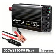 Inversor Convertidor de Corriente Lvyuan 1500W (Pico 1200W) DC 12V a AC 110V (60Hz). Negro - Img 53072397