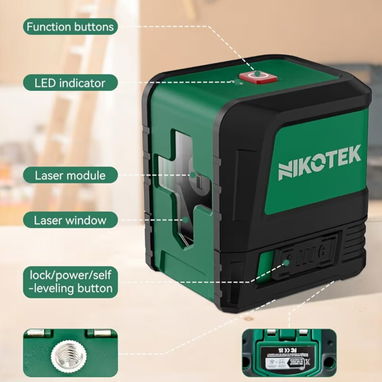 Nivel laser NIKOTEK profesional lux verde...exterior-interior INCLUYE SUS BATERIAS - 2/3