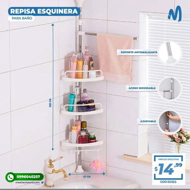 Estante organizador esquinero para baño expandible de 1 a 2.60 m🌷 - Img 120038342