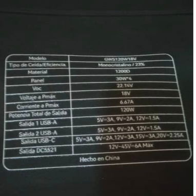Panel Solar Portable de 120W NUEVO EN SU ESTUCHE Y CAJA ,Sirve para cargar mobiles y otro sequipos sin necesidad de cone - 7/7